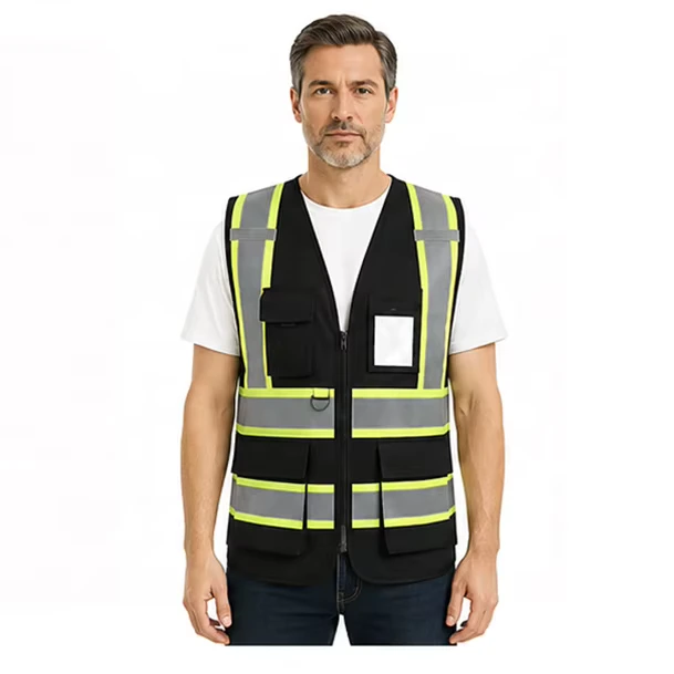Ready to Ship ANSI Class 2 Hi Vis Warehouse Safety Vest Reflective Multi Pockets Adjustable Logistics Vest