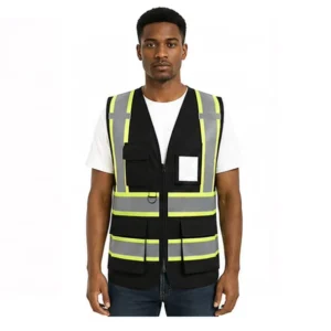 Ready to Ship ANSI Class 2 Hi Vis Warehouse Safety Vest Reflective Multi Pockets Adjustable Logistics Vest