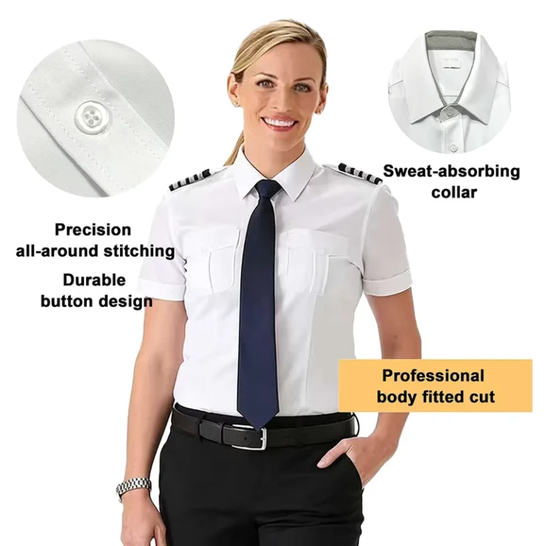 Ready-to-Ship-High-Quality-Women-Short-Sleeves-Long-Sleeve-Stretch-White-pilot-Airline-Uniform-Shirts-Airline-Uniforms