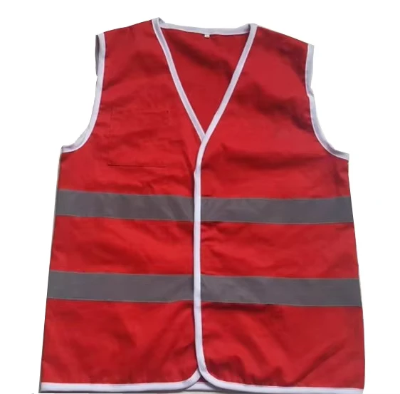 Red Color Hi Vis 100 Cotton Reflective Safety Vest