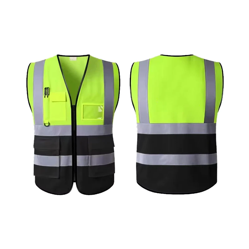 Red Orange Surveyor Reflective Safety Vest with Pockets for Road and Construction Work