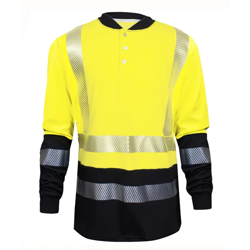Reflective Construction Hi Vis Yellow Welding Fire Safety FR Clothing Long Sleeve High Visibility Cotton Hi Vis Work Shirt