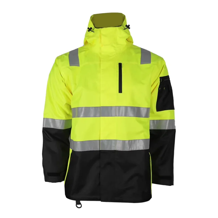 Reflective-Hi-Vis-Jacket-Safety-Work-Yellow-Mens-Rain-Jacket-Waterproof-with-Hood