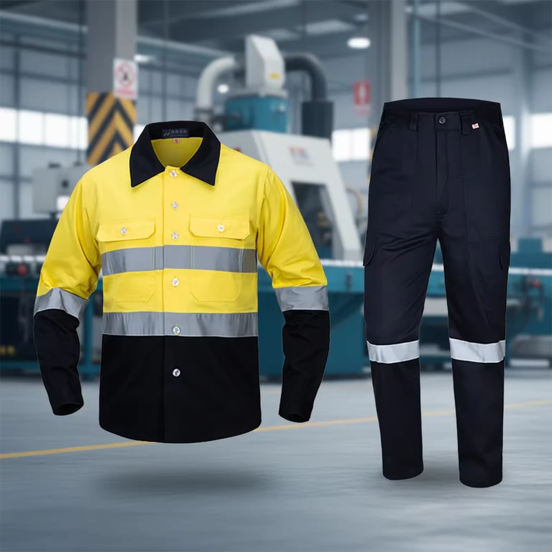 Reflective High-Visibility Safety Workwear Set, Jacket and Pants