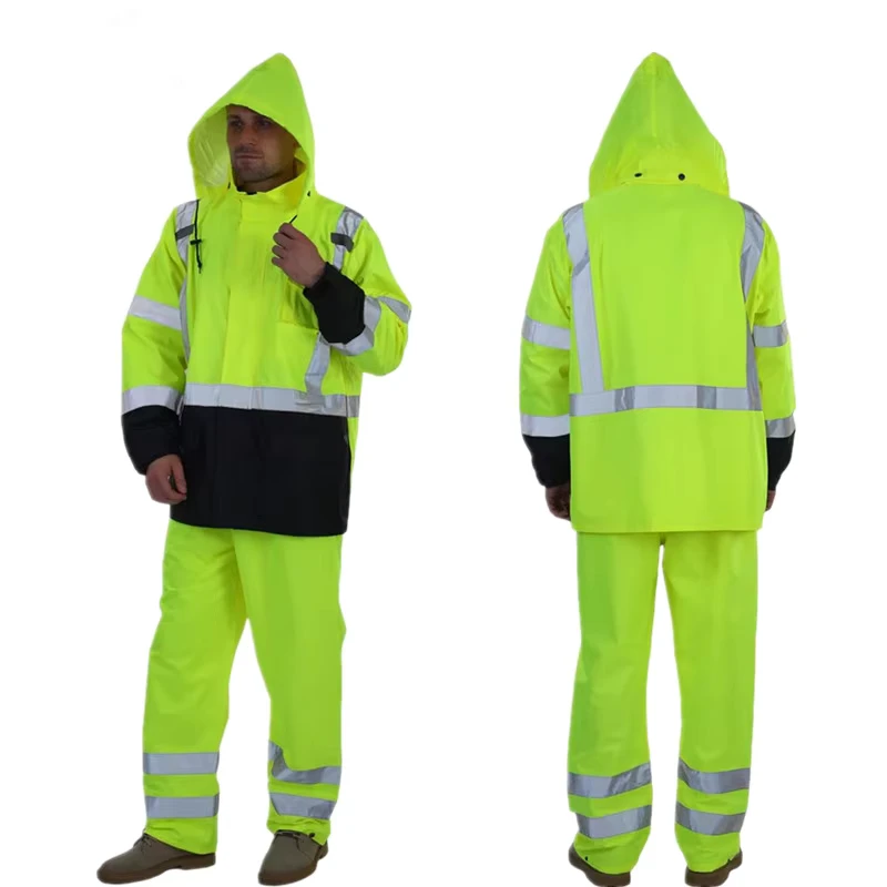 Reflective OEM Service High Visibility Mechanic Industrial Safety Jacket Workwear Uniform ANSI Class 3 Waterproof Logo