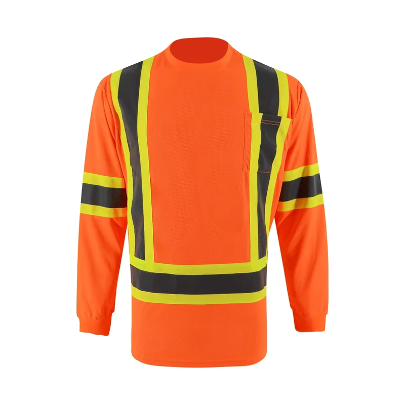 Reflective Safety Hi Vis High Visibility Workwear Custom Logo Construction ANSI Class 100% Polyester Shirts