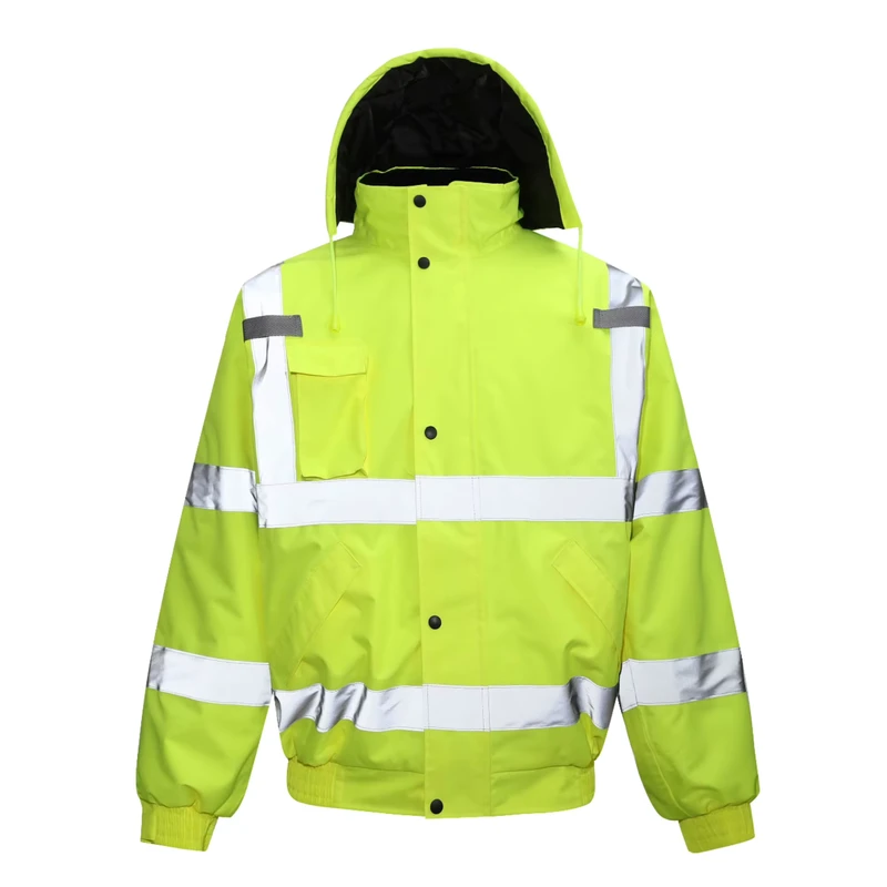 Reflective Safety Jacket Hi Vis Reflector Winter Jacket with Zipper and Pockets for Construction Workers and Road Crews