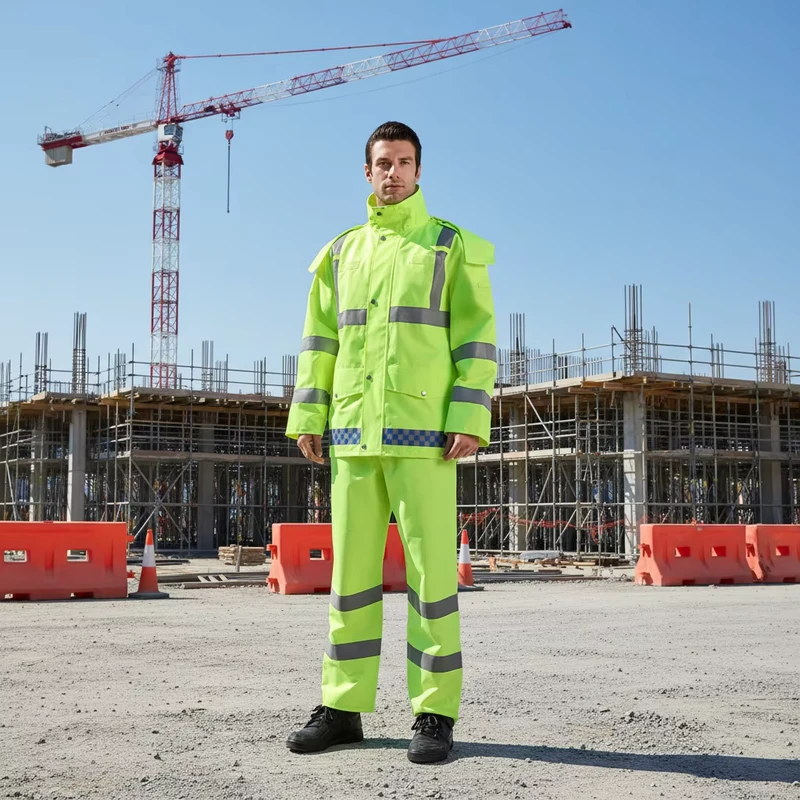 Reflective Safety Jacket and Pants Set High Visibility Hi-Vis Workwear Kit for Construction Road Workers