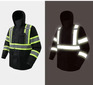 Reflective Safety Rain Jacket PU Coated Full Waterproof Windproof Hi Vis Rain Coat for Road Construction Traffic Working Staff