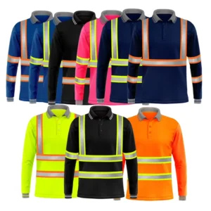 Reflective Safety Traffic Polo Shirt Long Sleeve for Men With Custom Logo