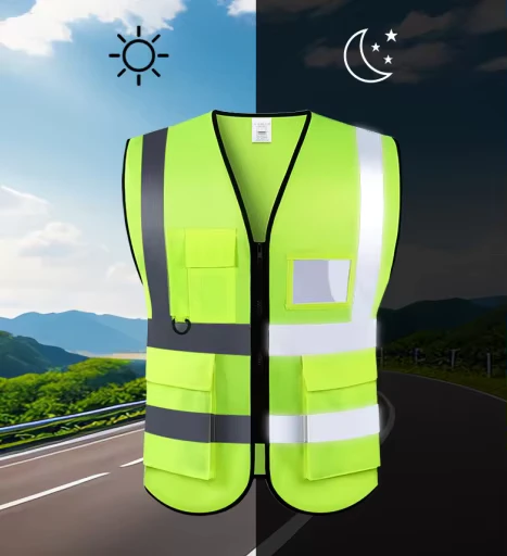 Reflective Safety Vest with Custom Printing In Stock Hi Vis Work Vest for Sanitation Construction Traffic