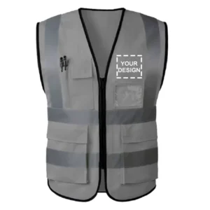 Reflective Safety Vest with Multifunctional Pockets, High Visibility, Custom Logo