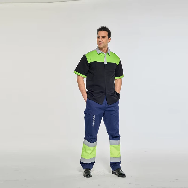 Reflective Safety Work Clothes Uniform Mining Construction Shirts Trousers Suit Hi Vis Worker Workwear