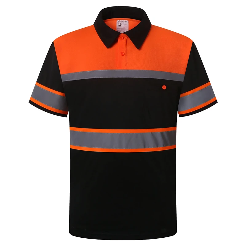Reflective Shirts Short Sleeve Construction Polyester Safety Shirts Dri Fit Mens Hi Vis Work Shirts Polo