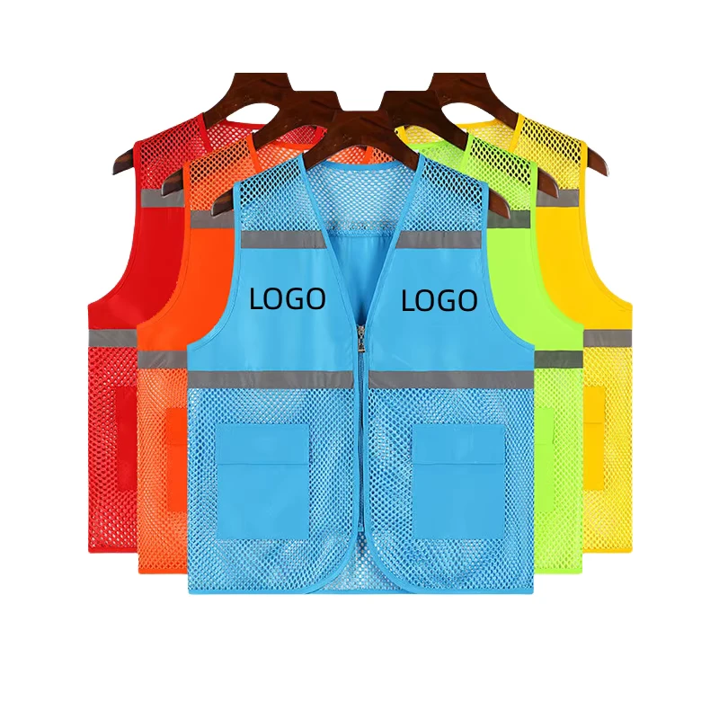 Reflective Softshell Sleeveless Vest for Men ANSI Class 0 Waterproof Polyester Hi-Visibility Safety Apparel