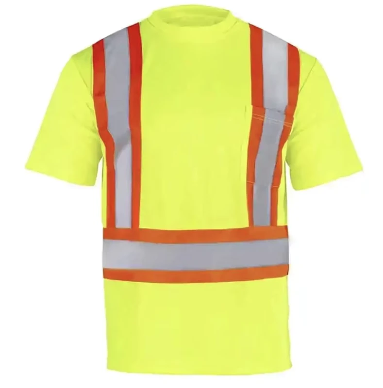Reflective Stripes Hi Vis Workwear Construction Hi Vis Safety Work T Shirt Half Sleeve Reflective High Visibility Tshirt