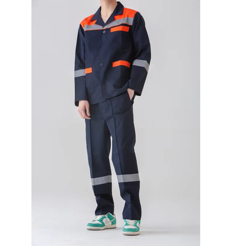 Reflective Stripes Safety Working Clothes Industrial Jacket and Pants Working Uniforms