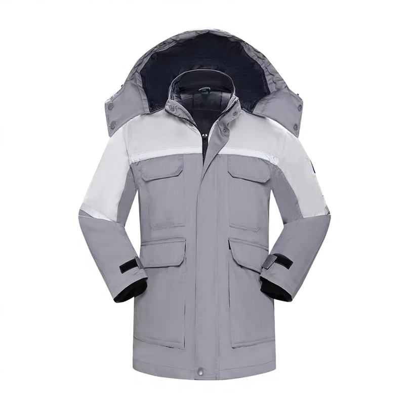 Removable Winter Reflective Safety Antistatic Notoxic Work Jackets Outdoor Work Coverall Coat for Unisex Heavy Hooded