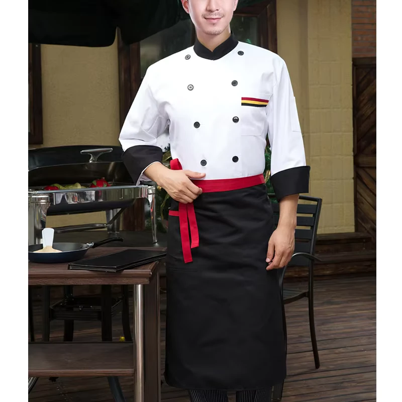 Restaurant Kitchen Chef Uniforms for Women and Men, Long Sleeve, Hotel Uniform with Customized Logo
