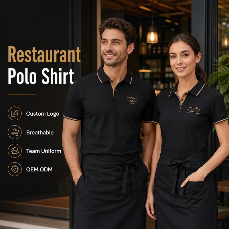 Restaurant Polo Shirt Custom Logo Design OEM ODM Breathable Soft Touch Team Uniform Workwear Top