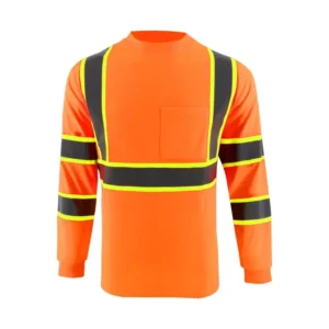 Retail Long Sleeve Reflective Hi Vis Safety Shirt Stock Ready Ship Breathable Quick Dry Bird Eye Construction Polyester Chest