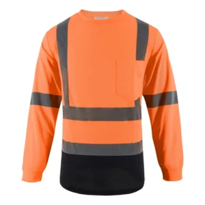 Retail Low MOQ Hi Vis Fluorescent Color Safety t Shirt ANSI CLASS 2 Breathable Fabric Long Sleeve Reflective t Shirt
