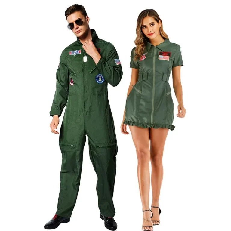 Retro-Top-Maverick-Flight-Dress-Halloween-Costume-for-Adult-Green-American-Pilot-Uniform-Custom