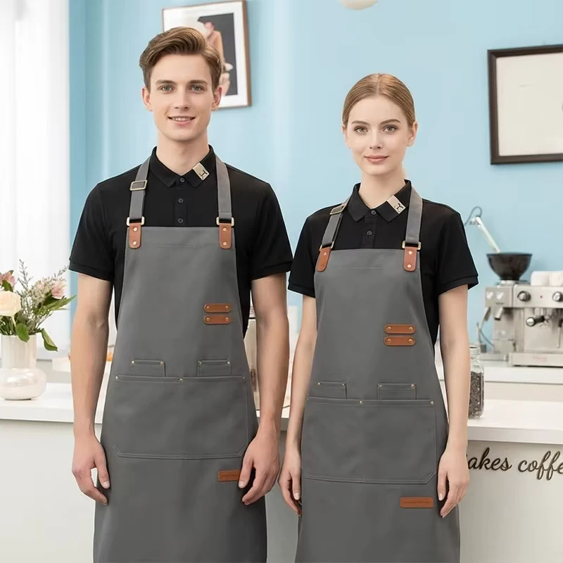 Reusable Durable Canvas Sleeveless Waist Apron for Restaurant Cafe and Kitchen Use