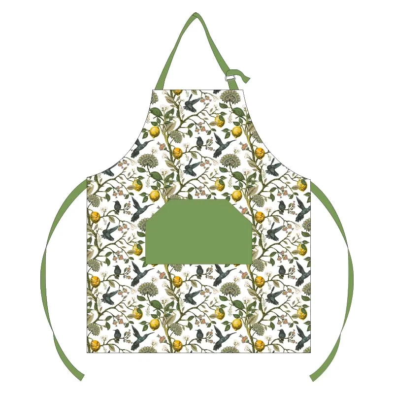 Reusable Sleeveless Bib Aprons for Restaurants Cotton Printed Kitchen Chef Washable Waterproof Uniform Pocket Custom Printed