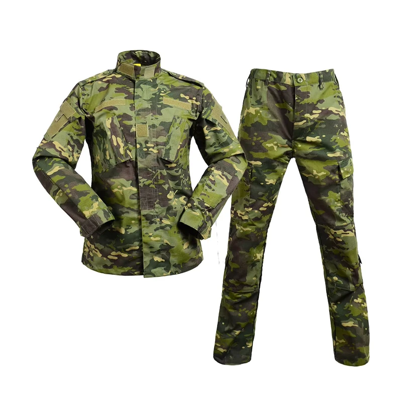 Ripstop Anti-Static Green Camouflage ACU Tactical Uniform, Twill Nylon Cotton, with Multiple Pockets