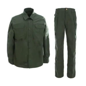 Ripstop Olive Green Long-Sleeve Tactical Shirt and Pants with Zipper Pocket