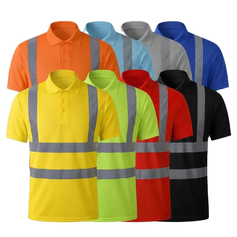 Road-Safety-Hi-Vis-Polo-Shirt-Fluorescent-Reflective-Strips-Breathable-Quick-Dry-Work-Clothes-Polo-Shirts