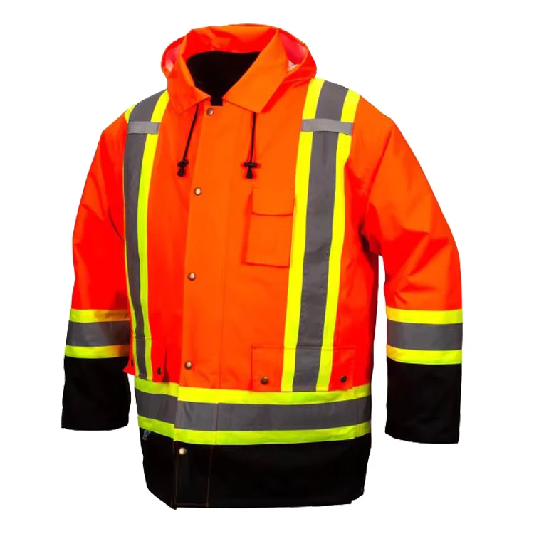 Road Safety Jacket High Visibility Waterproof Reflective Winter Keep Warm Construction Use 300D Oxford Fabric Customized Logo