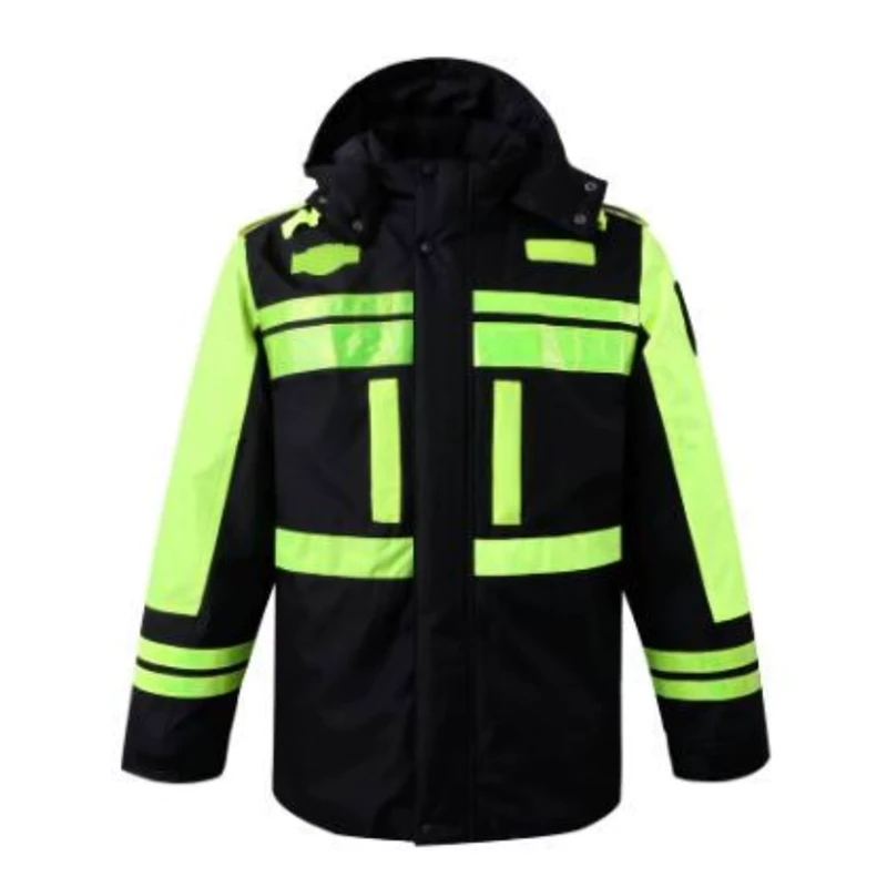 Road Workwear ANSI Class 2 Waterproof Customized Logo Cotton Padded Jacket Reflective Safety Vest