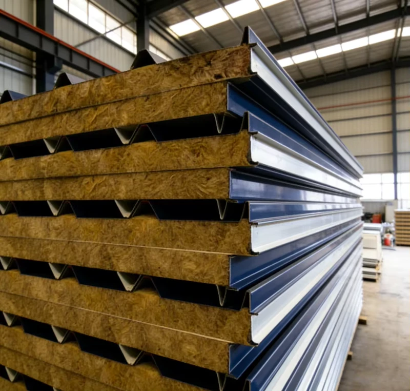 Rock Wool Board Sandwich Wall Panel Eco Friendly Fire Resistant for Cold Room Freezer Insulation Exterior Wall Workshop