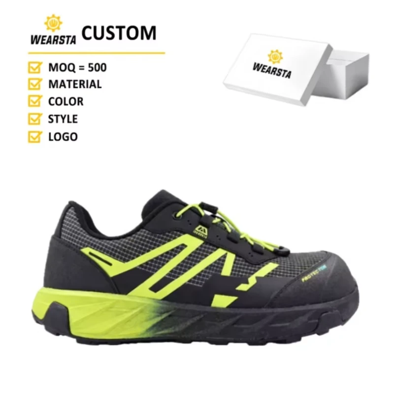 Rocklander Foot Protection PPE Flying Knit Work Boots for Men Steel Toe Fashion S1P Safety Shoes