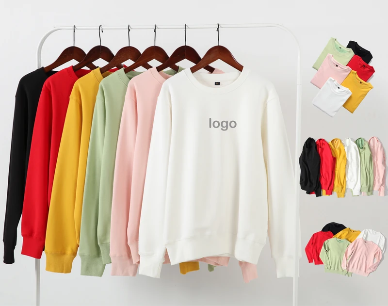 Round Neck Sweater Loose Long Sleeve 420gsm Hoodie Unisex French Terry Crew Sweatshirt for Men Women