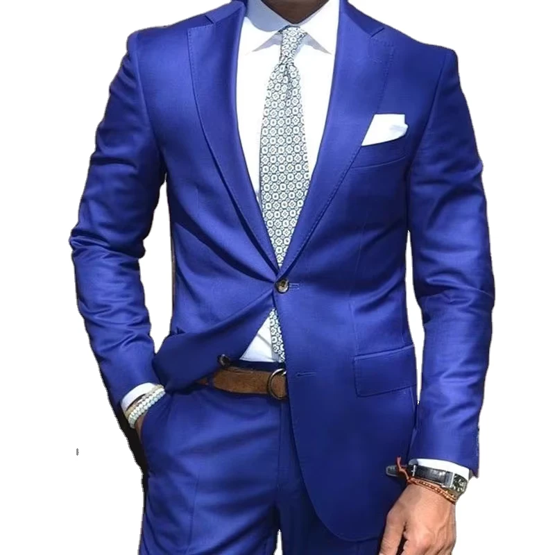 Royal Blue Men Suits 2 Pieces Slim Fit for Men's Wedding Groom Suit Casual Blazer Men Custom Tuxedo