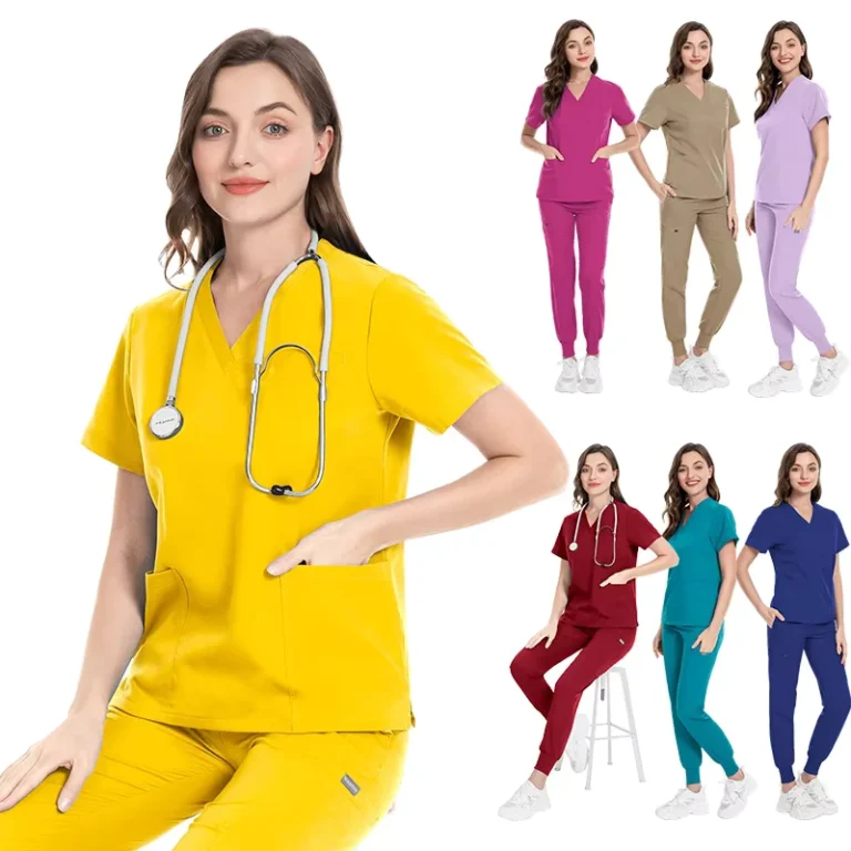 Royal-Blue-Unisex-Drawstring-Scrub-Set-Nursing-Staff-Workwear-Shirt-and-Trousers