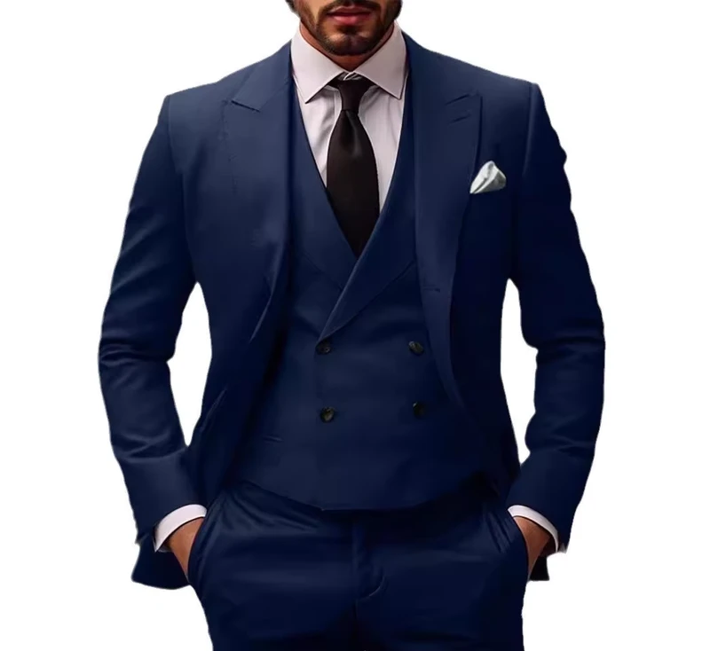 S2047F Large Size Three Piece Suit for Host Banquet Men's Suit