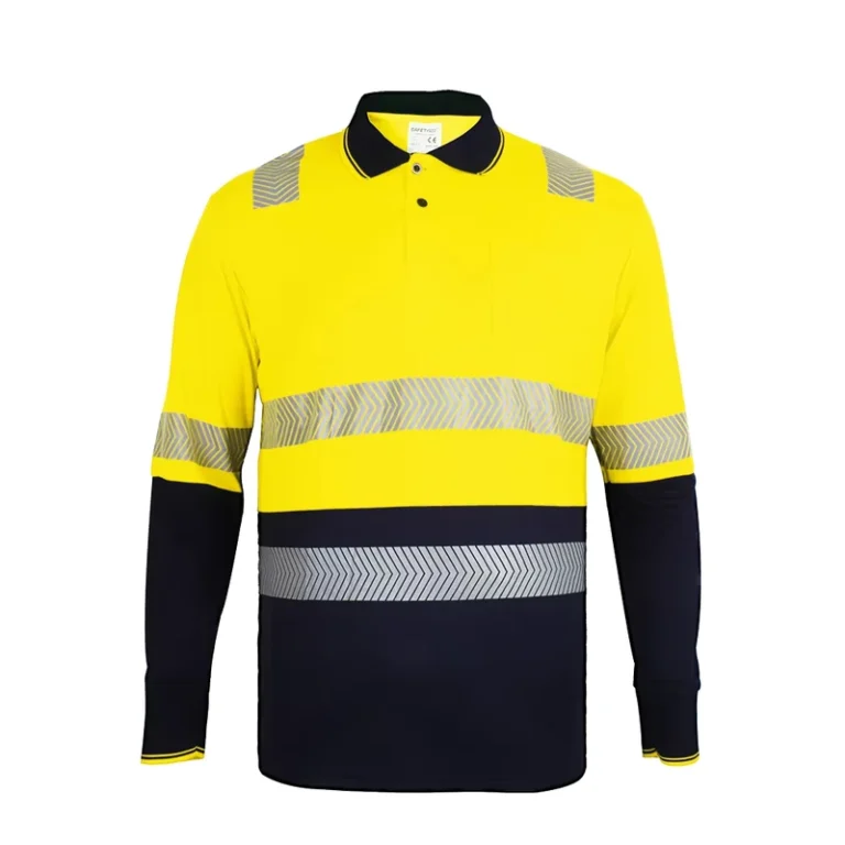 SAFETYBOY-Long-Sleeve-Work-Wear-Polo-Yellow-with-Blue-Below-Reflective-Hot-Birds-Eye-Knit-Above-Below-Safety-Clothing-T-Shirt