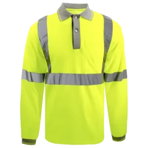 SMASYS ANSI Class 2 Long Sleeves Drop Needle Fabric Safety Polo Shirt High Visibility Yellow Reflective T Shirt Customized Logo