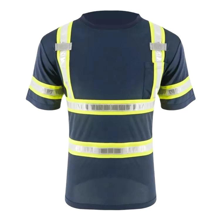 SMASYS Hi Vis PVC Reflective Tape Safety Shirt With Mic Tabs