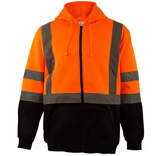 SMASYS Low MOQ Fleece Safety Hoodie High Quality Zipper Closure Comfortable Work Reflective ANSI Class 2 Customized