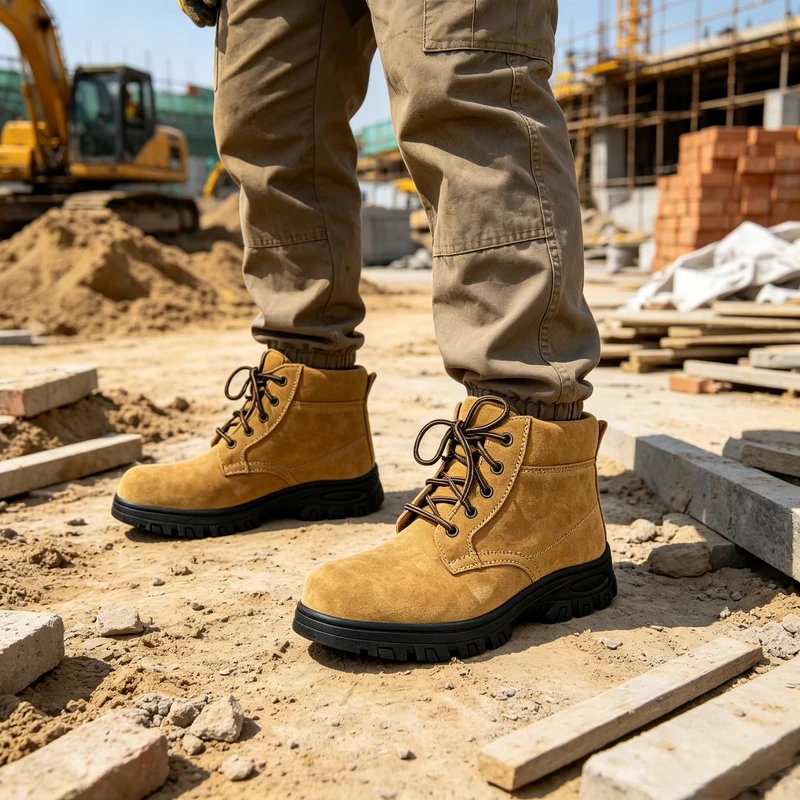 SOLID STONE Casual Work Shoes Safety Shoes Tan Suede Anti Slip Steel Toe Industrial Footwear for Global Distributor Procurement