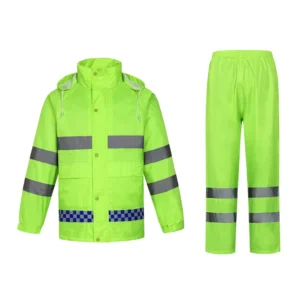 Safety ANSI Class 2 Waterproof Oxford Cloth Rain Jacket Suit Hi Vis Reflective Strips with Hood Custom Logo
