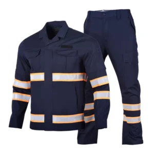 Safety Breathable Quick-drying Wear-resistant ANSI Class 1 EN ISO 20471 Hi-vis Reflective Strip LED Flash Navy Outdoor Work Suit
