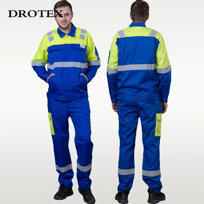 Safety Clothing FR Hivis Reflective Electrician Mining Oil Gas Workwear Jacket Pants Work Clothes Suits for Safety