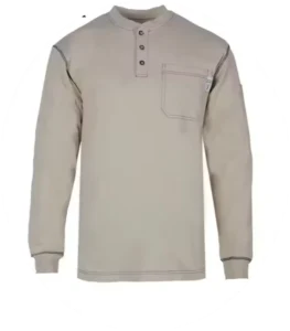 Safety Fire Proof Long Sleeve Factory Supply 100% Cotton Knit Crew Neck Fire Resistant FR Henley Shirt
