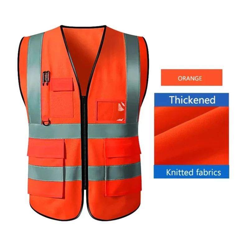 Safety-High-Visibility-ANSI-Class-3-Fluorescent-Orange-Green-Waterproof-Workwear-Vest-Adjustable-for-Workplace-Safety-Running